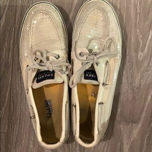 White sequin sperry’s